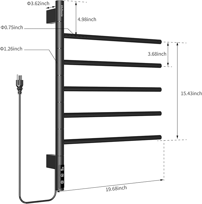 Z&Zhanle Heated Towel Racks for Bathroom - Warmers Rotating Electric Warmer with Built - in Timer, Hard-Wired/Plug-in,Whitek (Black)