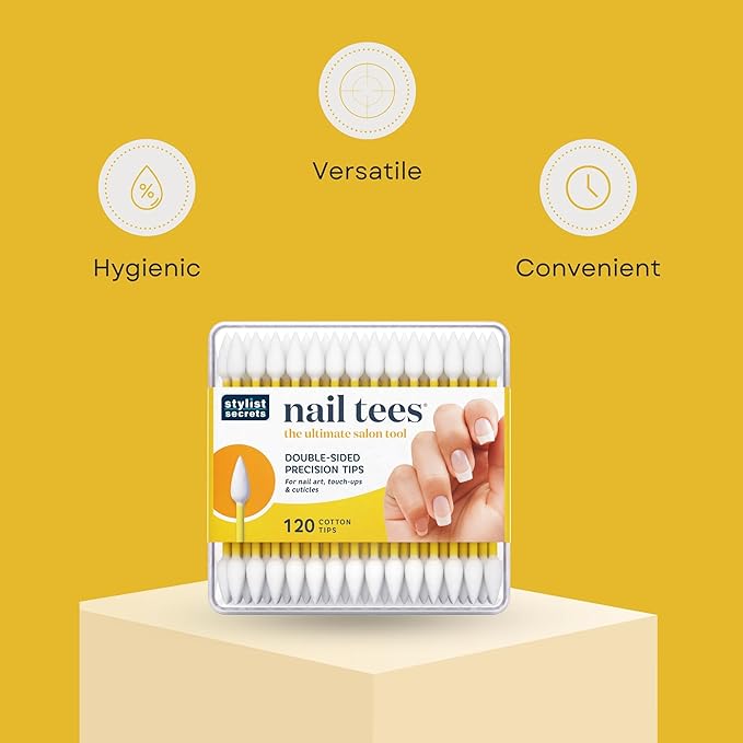 Fran Wilson NAIL TEES COTTON TIPS 120 Count (2 PACK) - The Ultimate Nail Tool, Multi-Purpose Double-sided Swabs with Pointed Ends for Precise Touch-ups and the Perfect At-Home Manicure & Pedicure