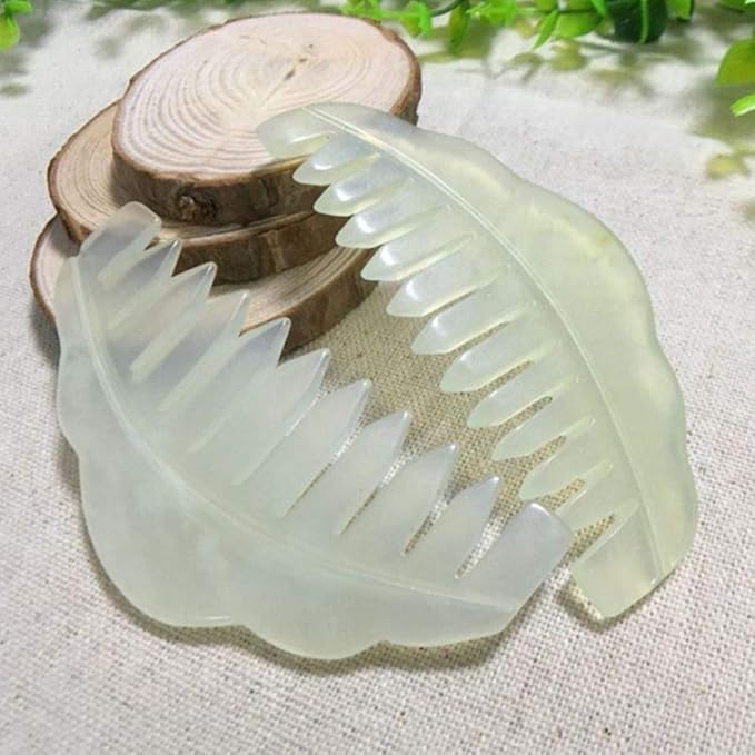 2pcs Jade Head Therapy Massage Comb, Hair Comb Scalp Massager, Jade Massager for Scalp Care