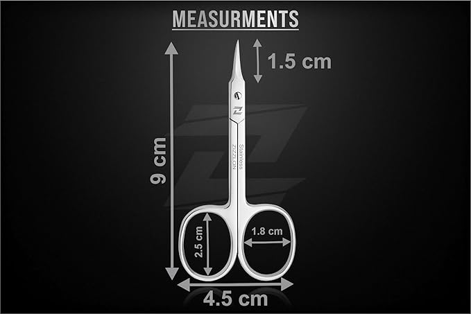Cuticle Scissors Professional Extra Fine Curved Pointed Tip - Stainless Steel Grooming Scissors for Eyebrows, Beard, Nose Hair, Eyelash, Mustache, Dry Skin - Manicure Scissors