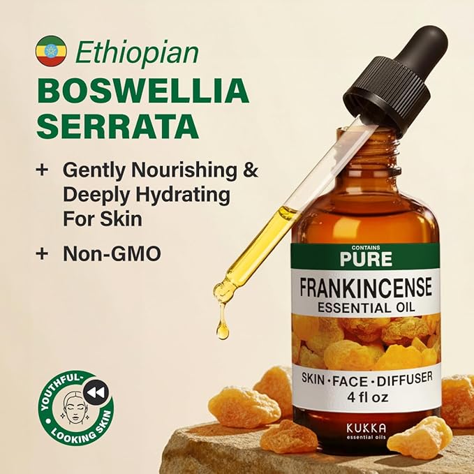 100% Pure Frankincense Oil - 4 Fl Oz Frankincense Essential Oil for Hair, Skin, Diffuser, Aromatherapy & DIY Soap Making Scent