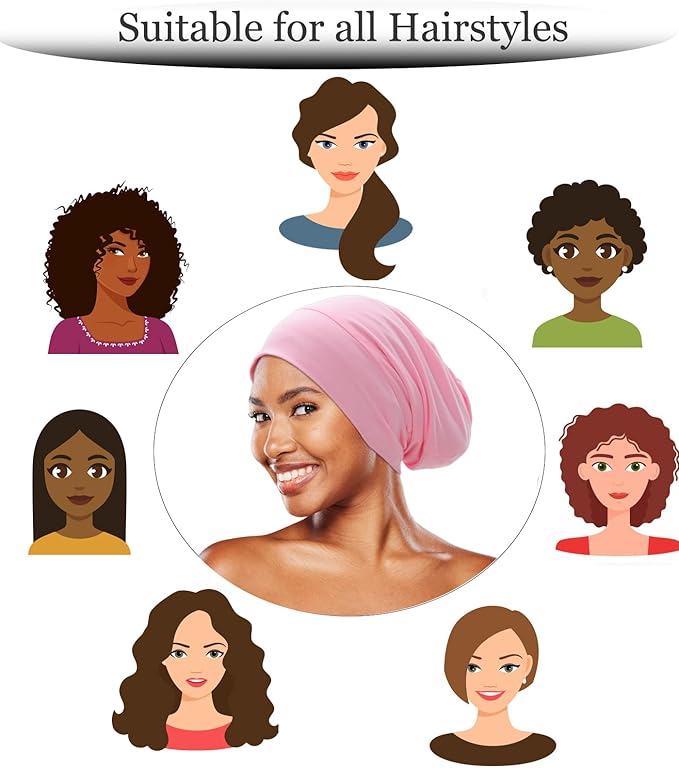 Sleep Cap Bonnet for Sleeping Black Women, Adjustable Cooling Ice Silk Lined Bonnet for Curly Braids Hair Cover Beanie Hat