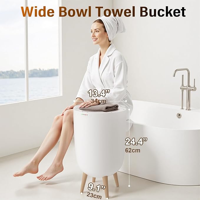 25L Towel Warmers for Bathroom, Luxury Rapid Heating Towel Warmer Bucket with Timer, Bluetooth Speaker, Mood Lights, Portable Removable Legs, Fits Two 40"x70", Blankets, Bathrobes