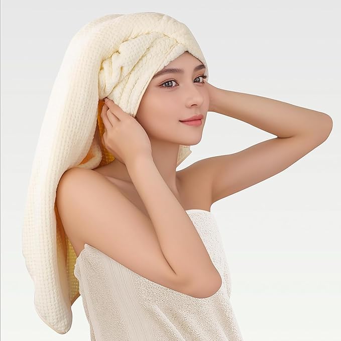 2 Pack Bath Towel Set, Waffle Bath Towel Set, Microfiber Super Soft Highly Absorbent, Sturdy Quick Drying Towels for Bathroom, Gym, Sports, Yoga (2 Piece 27" x 55", 2White)