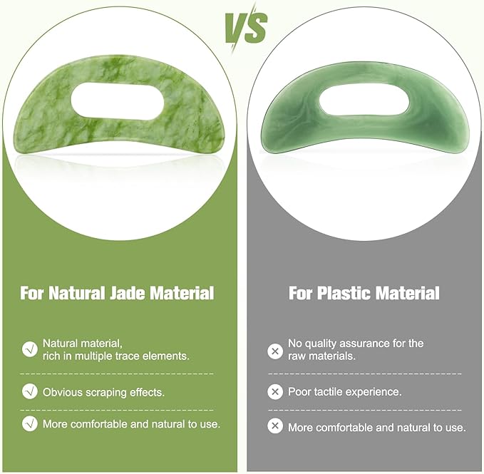 airogym Jade Stone Gua Sha Massage Tool Set Larger Guasha Board with Handle, Jade Stone Guasha Scalp Comb, Muscle Scraping Massage Tools
