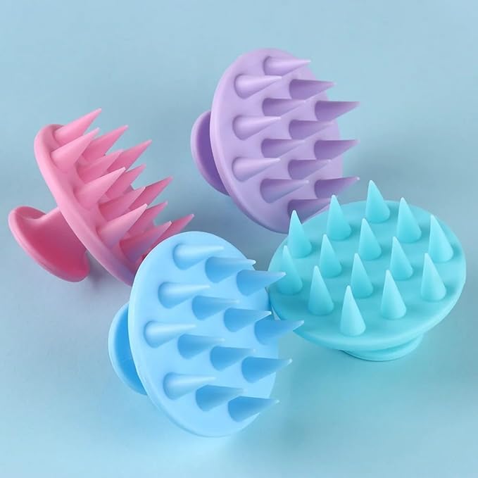 INVODA 4PCS Scalp Scrubber Brush Shampoo Massager for Dandruff & Hair Growth, Exfoliating Shower Brush for Men, Women, Pets, Travel-Friendly & Ergonomic
