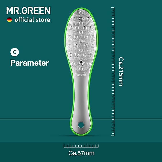 MR.GREEN Foot File Double Sided Pedicure Foot Care Tools Professional Callus Remover Foot Rasp Stainless Steel Foot Scrubber for Feet (Green)