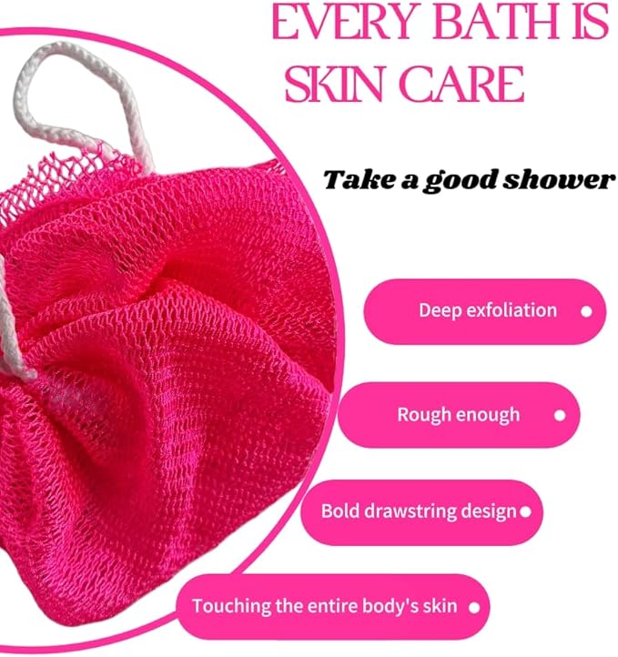 SPMKTBOZAI African Net Sponge Authentic, Exfoliating Body Scrubber Bath Sponge - Back Scrubber Washcloth for Shower with Travel Bag - Real African Scrub Exfoliator Body Care Bathing Accessories
