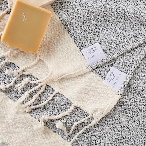 BAY LAUREL Turkish Hand Towel – Pack of 2 | Soft & Absorbent Decorative Towels for Bathroom, Hand, Face, Hair, Gym, Yoga, SPA, Kitchen & Tea | Boho Decor (Gray, Diamond 15x26 Inches (Set of 2) - Image 2