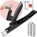 Black Premium Adjustable Nail Clippers with Magnets Sizers for Acrylic Nails, Stainless Steel Nail Cutter Trimmer for Artificial Fake False Tips Manicure Sharp Blade Clip Tool for Salon Beauty