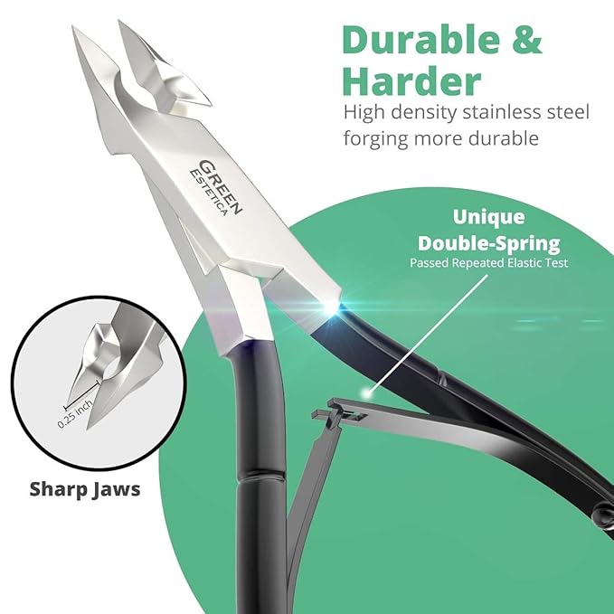 Professional Cuticle Trimmer Nail Cuticle Cutter Stainless Steel Cuticle Nippers with Sharp Blades Double Spring Manicure Tools for Nail Care Pedicure Home Spa (Black - Pusher Included)