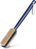 MainBasics Back Scrubber for Shower, Long Handle Body Brush with Dual-Sided Exfoliating and Soft Bristles, 15.75 Inch (Blue)