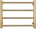 XBVV Gold Heated Towel Rack for Bathroom, Wall Mounted Bath Towel Warmer, Plug-in Electric Towel Rack, 304 Stainless Steel Fast Heating Towel Rack,Keep Bathroom Shower Towels Warm (4-Bar)