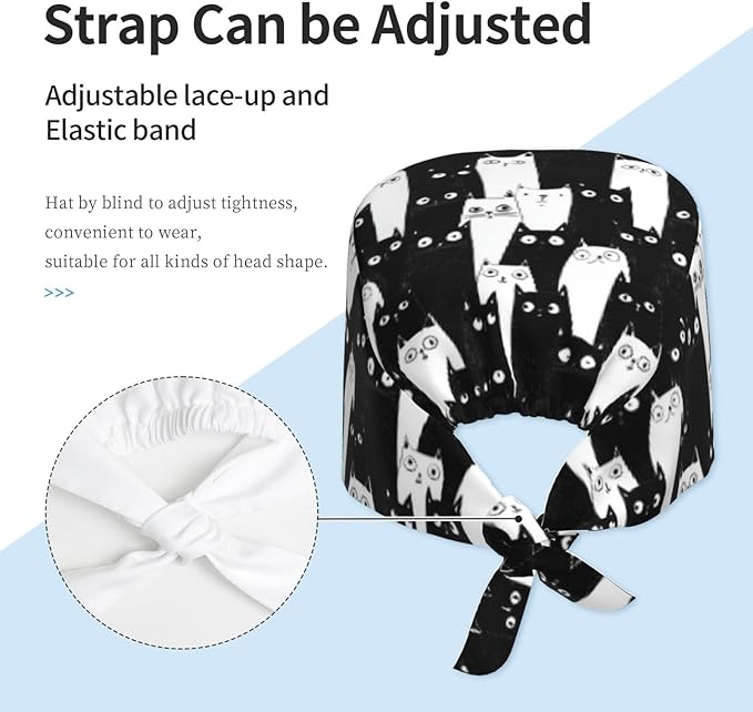 Alligator Ice Cream Working Cap, Scrub Cap with Sweatband, Adjustable Tie Back Hat Breathable Headgear for Women/Men