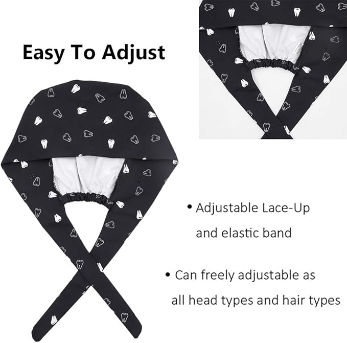 3Pcs Gourd-Shaped Working Caps with Upgrade Sweatband Adjustable Hats Head Cover for Women/Men