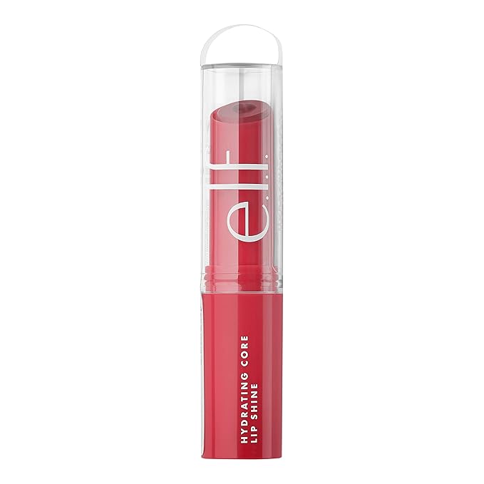 e.l.f. Hydrating Core Lip Shine with Shea Butter & Vitamin E, Tinted Lip Balm for A Smooth, Glossy Finish & Long-Lasting Moisture, Lovely Light Red