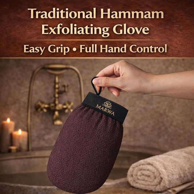 Moroccan Kessa Exfoliating Glove – Medium Hammam Exfoliating Mitt – Dead Skin Remover – Traditional Body Exfoliator – Made in Morocco