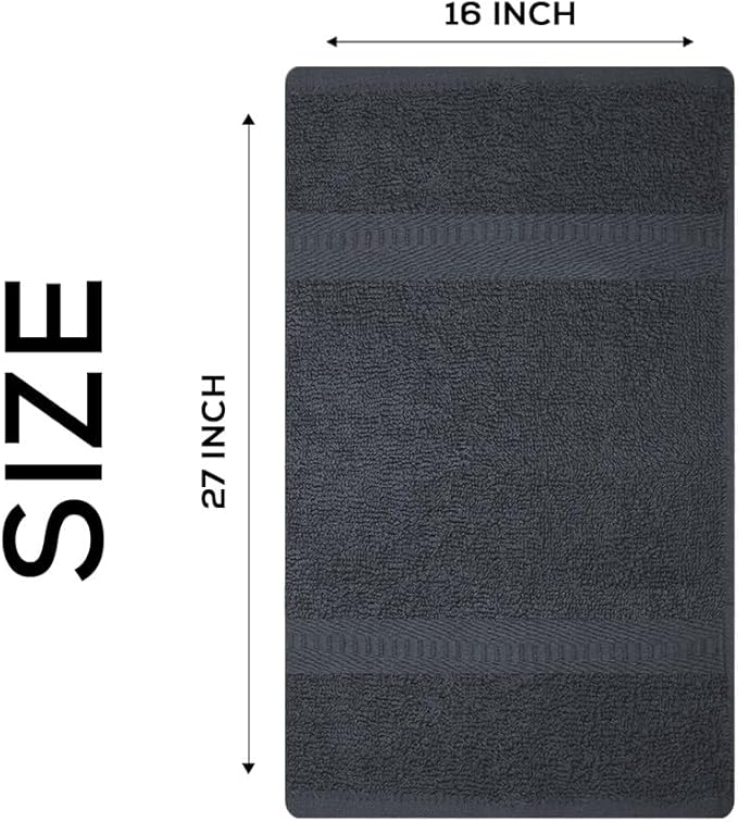 Premium 100% Cotton Hand Towels – Pack of 24, 16x27 Inch – Quick-Dry, Highly Absorbent Salon Towels for Hair Care, Gym, Spa & Bathroom – Charcoal Grey
