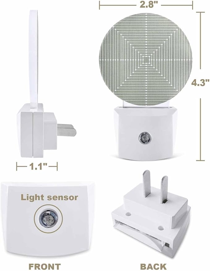 Night Lights Auto Sensor Sage Green Aesthetic Night Light Lines Perspective Box Round Lamp Plug-in LED Nightlights Dusk to Dawn for Living Room Bedroom Bathroom Hallway Wall Decor
