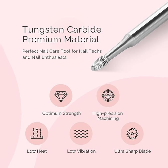 MelodySusie Cuticle Clean Nail Drill Bit 3/32'', Professional Safety Carbide Under Nail Cleaner Nail Bit for Cuticle Dead Skin Nail Prepare, Two Way Rotate, Manicure Nail Salon Supply(Silver, Coarse)