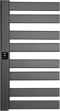 Towel Warmer, Heated Towel Rack with Built-in Timer and Temperature Control,Hard-Wired(Left-Wiring)/Plug-in Wall-Mounted Towel Rail, Aluminum，18.8" W X 34.64" H, Black
