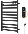 Heated Towel Rack for Bathroom, Hot Towel Warmer Rack Large 10 Bar Electric Hot Towel Warmer, Stainless Steel Wall Mounted Rack with LED Built-in Timer, Plug-in, Fast Heating, Black