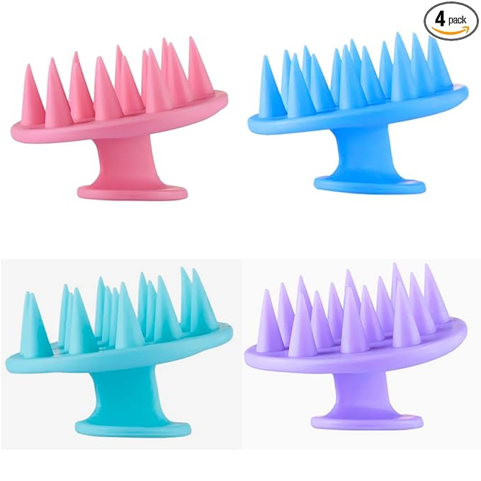 INVODA 4PCS Scalp Scrubber Brush Shampoo Massager for Dandruff & Hair Growth, Exfoliating Shower Brush for Men, Women, Pets, Travel-Friendly & Ergonomic