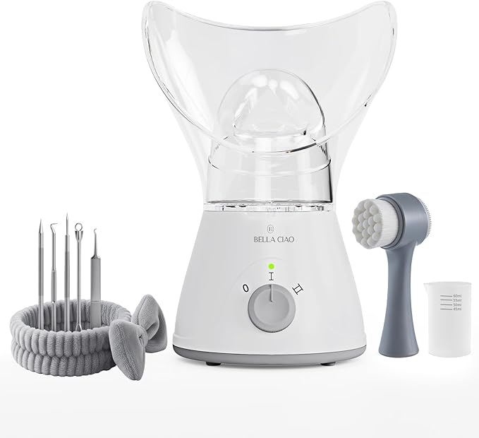 Bella Ciao 11-Piece Facial Steamer Set – Portable Face Steamer for Deep Cleaning, Hydration & Pore Care – Skincare Beauty Tool Kit for Women & Teens – Spa Gift for Home, Travel & Self-Care Routine