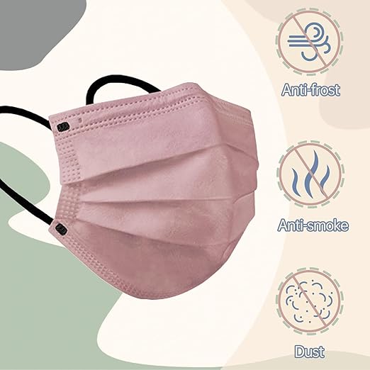 Jointown Disposable Face Mask - 3 Ply Protection Face Masks, 50 Pack Morandi