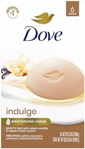 Dove Indulge Beauty Bar Soap, Warm Vanilla & Sweet Cream, 6 Count 3.75 oz by Dove