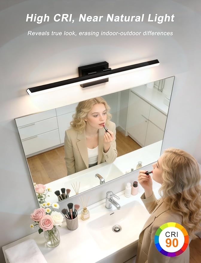 IZORRO Modern Bathroom Vanity Light 40 inch, Rotatable, 32W Dimmable Led Bathroom Light Fixture Over Mirror, Black Vanity Light Bar (5 Color Temperature)