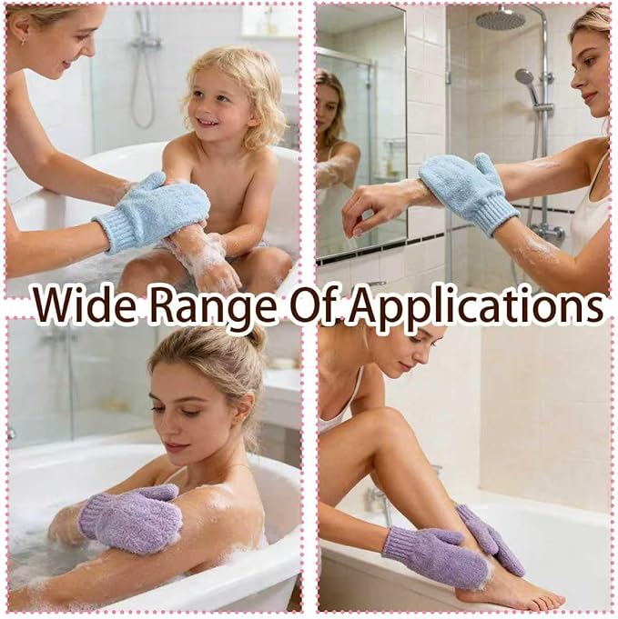 8Pcs Exfoliating Gloves -Shower Gloves - Bath and Body Exfoliator Mitts - Scrubs Away Ingrown Hair and Dead Skin - Exfoliating Gloves for Shower, Spa and Massage