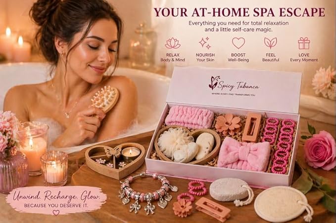 Ultimate 25-Piece Spa Gift Set for Women, Mother’s Day Gift for Mom, Self Care Bath Set with Bracelet, Luxury Magnetic Gift Box, Birthday Gifts for Women