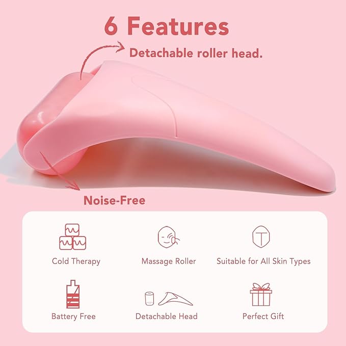 huefull Ice Roller for Face, Skin Care Set ，Spa Gifts for Women,Skin Care Wrinkle Remover for Face Massager Roller & Self Care Gifts for Woman (Pink)