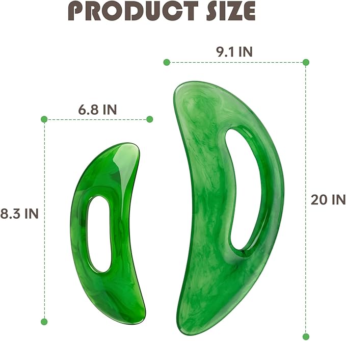 Gua Sha Massage Tool with Handle, Green Resin Myofascial Release Tool, Handheld Guasha Board for Back, Neck, Leg, Muscle Relief and Lymphatic Drainage