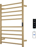 Electric Towel Rack with Voice Control for Alexa & Google Home,TUYA-Wall-Mounted Bathroom Heating Towel Warmer,Stainless Steel Material,31.5x20.08x4.41in,Plug-in,Gold，10 Bars