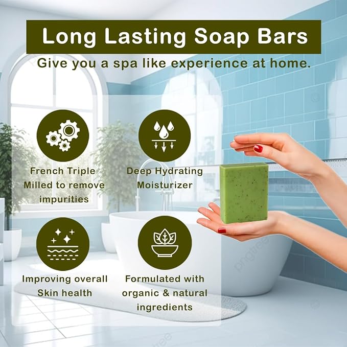 Simple Scents Australia Eucalyptus Scented Natural Soap Bars (5 Bars), 3.5oz Moisturizing French Triple Milled Soap Bars Enriched with Shea Butter - Pure Plant Oil Bath & Body