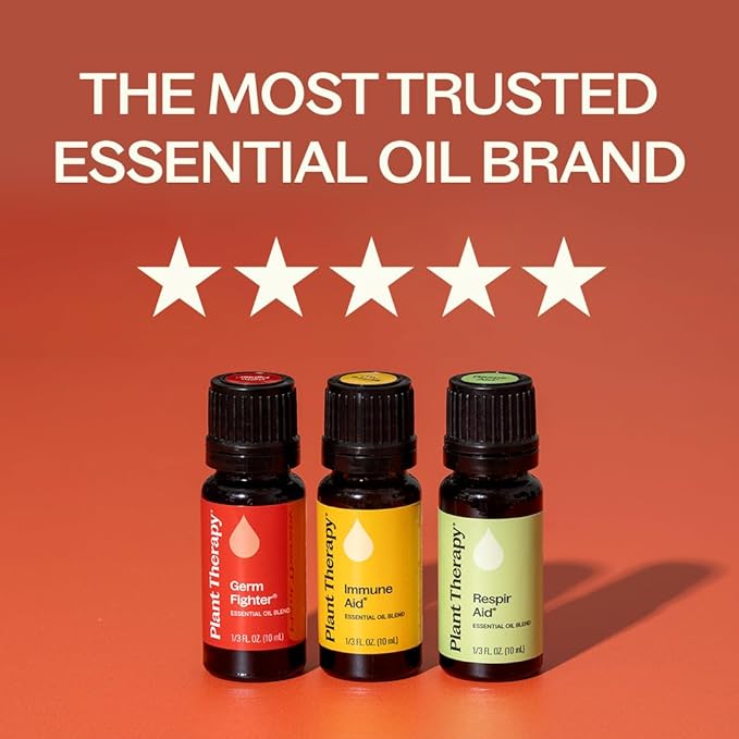 Plant Therapy Wellness Essential Oil Set, 3-Pack of 10 MLS (1/3 oz), Pure Essential Oil Blends: Germ Fighter, Immune Aid & Respir Aid, Great for Immune Support, Respiratory Relief & Seasonal Wellness
