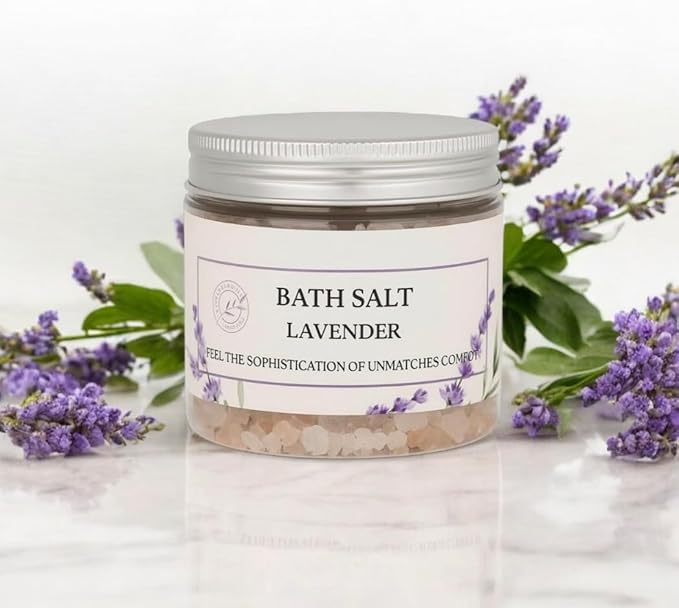 Himalayan Bath Salt with Lavender Petals, Essential Oil & Epsom Salt– 170 Grams, Detox & Wellness