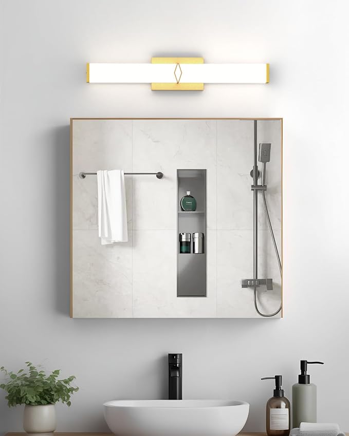 Bathroom Light Fixtures Over Mirror,Bathroom Vanity Light,24inch Dimmable 25W 2500lm,Gold LED Vanity Lights,5700K Daylight LED Lighting Fixture,ETL Certified