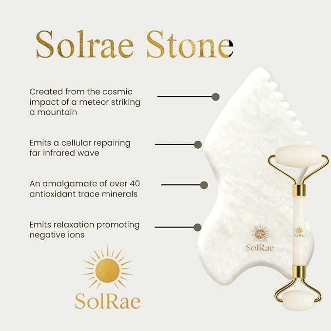 Gua Sha Bian Facial Stone With Jade Roller | Gua Sha Facial Tool Kit to Lift, Plump, Tone and Sculpt | Hand Crafted with 100% Authentic Bian Stone for Daily Use | Gifts for Women