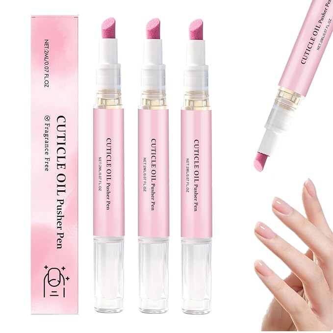 2-in-1 Cuticle Oil Pusher Pen, Professional Cuticle Pusher Oil Pen, Reusable Cuticle Oil Pen for Nail Care, Nail Care Pen for Repair & Nourish （3Pcs）