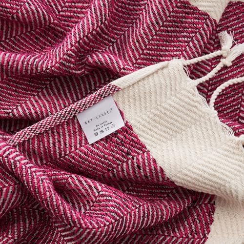 BAY LAUREL Turkish Hand Towel – Pack of 2 | Soft & Absorbent Decorative Towels for Bathroom, Hand, Face, Hair, Gym, Yoga, SPA, Kitchen & Tea | Boho Decor (Fuchsia, Herringbone 16X40 Inches (Set of 2) - Image 2