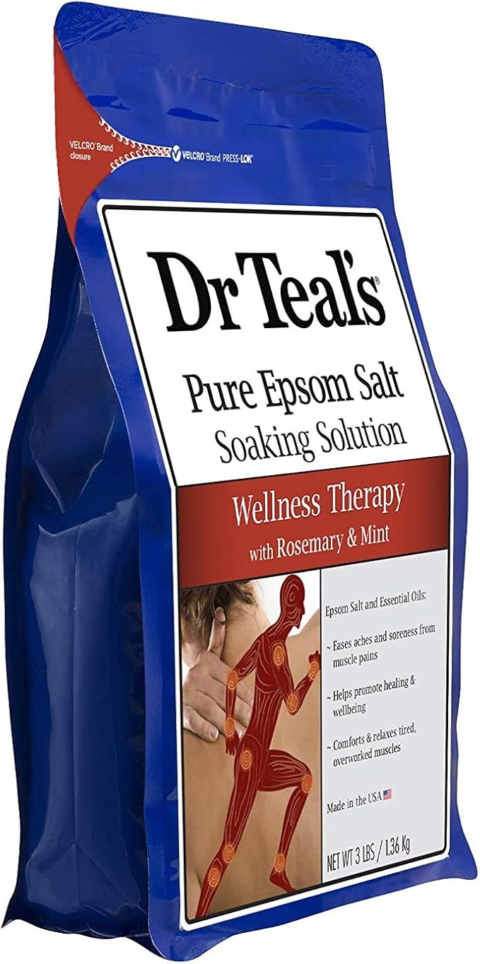 Dr. Teal's Rosemary & Mint Bath Soak Gift Set (4 Pack, 3lbs Ea.) - Wellness Therapy Soaking Solution Eases Aches & Pains and Promotes Healing for Overworked Muscles - At Home