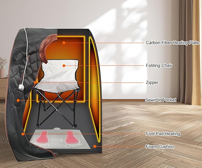 Infrared Sauna| Portable Personal Sauna| Home Spa Sauna| Separate Heating Foot Pad and Portable Upgrade Reinforced Chair, Relaxation at Home (L 27.6”x W 31.5”x H 37.8”)