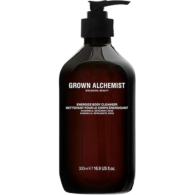 Grown Alchemist Energize Body Cleanser, Chamomile, Bergamot & Rose Gentle Bodywash. Hydrates and Cleanses Skin (300 ml).