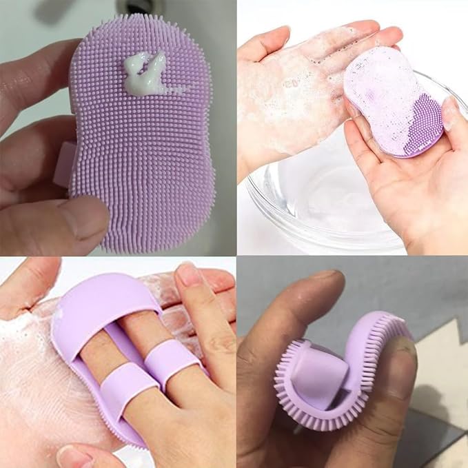 6 Pack Face Scrubber Mini Facial Brush Silicone Wash Exfoliator Finger Glove Pads Handheld Cleansing Brushes Tool for Skin Care Deep Clean Blackhead Acne Pore Removal