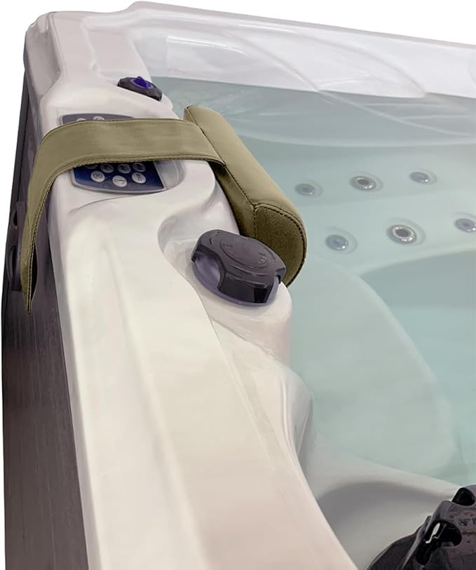 Poolzilla Universal Beige Spa Pillow, (1 Pack) Made of Soft Foam for Outdoor Hot Tubs and Chaise lounges - Adjustable Headrest and Weighted that Fits Any Spa