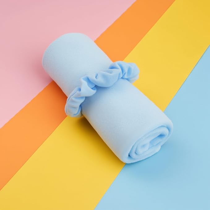OOF! Halo T-Shirt Hair Towel | 100% Cotton Jersey Knit w/MoistureLock | No Microfiber | Reduce Cuticle Friction, Frizz & Breakage | Plopping Towel for Curly Hair | All Hair Types (Cotton Candy Blue)