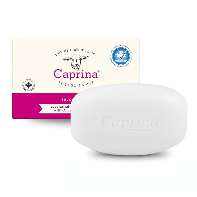 Caprina Fresh Goat’s Milk Bar Soap, ORCHID, 5 oz (141 g), Pack of 1, Moisturizing Goat Milk Soap Bar with Vitamins A, B2, B3